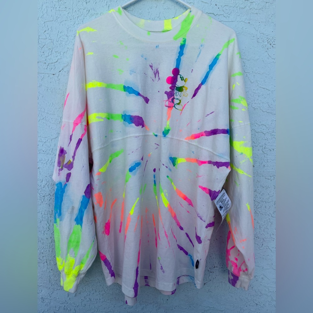 Disney Spirit Jersey Neon Tie Die Paint Splat Design NWT